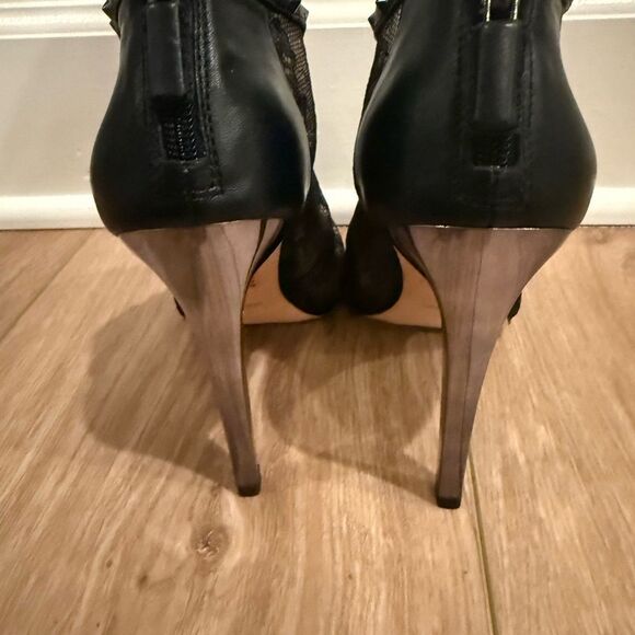 BCBGMaxAzria Elegant Black Lace Stiletto Heels with Studs - Picture 6 of 9